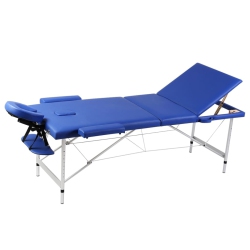 VIDAXL Foldable Massage Table 3 Zones With Aluminium Frame In Blue