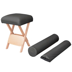 VIDAXL Folding Massage Stool With 12 Cm Thick Seat & 2 Bolsters In Black