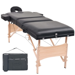 VIDAXL 3-Zone Folding Massage Table 10 Cm Thick In Black