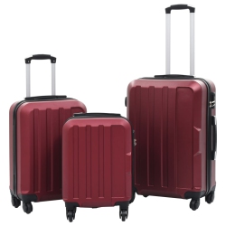 VIDAXL Hardcase Trolley Set 3 PCs Wine Abs In Red