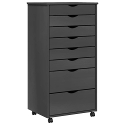 VIDAXL Moss 8-Drawer Chest With Wheels, Solid Pinewood, 20.9"x15.4"x40.6" In Gray