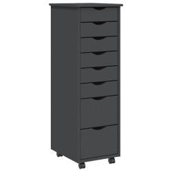 VIDAXL Moss 8-Drawer Chest With Wheels, Solid Pinewood, 13.4"x15.4"x40.6" In Gray
