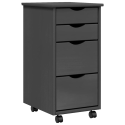 VIDAXL Moss 4-Drawer Chest With Wheels, Solid Pinewood, 13.4"x15.4"x25.8" In Gray