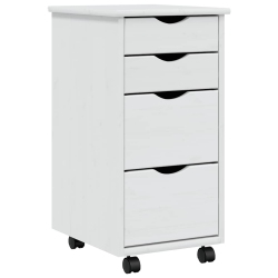 VIDAXL Moss 4-Drawer Chest With Wheels, Solid Pinewood, 13.4"x15.4"x25.8" In White