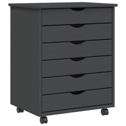 VIDAXL Moss 6-Drawer Chest With Wheels, Solid Pinewood, 20.9"x15.4"x25.8" In Gray