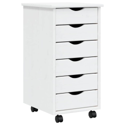VIDAXL Moss 6-Drawer Chest With Wheels, Solid Pinewood, 13.4"x15.4"x25.8" In White