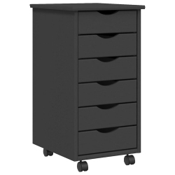 VIDAXL Moss 6-Drawer Chest With Wheels, Solid Pinewood, 13.4"x15.4"x25.8" In Gray