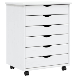 VIDAXL Moss 6-Drawer Chest With Wheels, Solid Pinewood, 20.9"x15.4"x25.8" In White