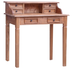 VIDAXL Writing Desk With Drawers 90X50X101 Cm Solid Wood In Mahogany