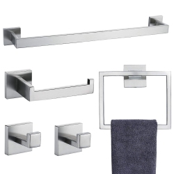NIERBO 5 Pieces Brushed Nickel Stainless Steel Bathroom Hardware Set, Includes 23.6 Inch Towel Bar, 1 Towel Ring, 1 Toilet Paper Holder, 2 Towel