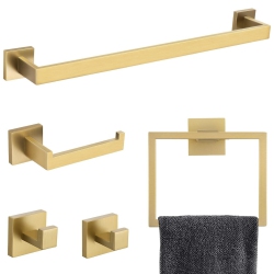 NIERBO 5 Pieces Brushed Stainless Steel Bathroom Hardware Set, Includes 23.6 Inch Towel Bar, 1 Towel Ring, 1 Toilet Paper Holder, 2 Towel Hook, For