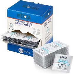 MEDCA Premoistened Lens And Glass Cleaning Wipes - Portable Travel Cleaner for Glasses, Camera, Cell Phone, Smartphone, And Tablet - Disposable