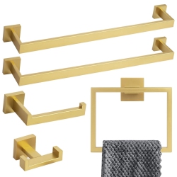 NIERBO 5 Pieces Brushed Stainless Steel Bathroom Hardware Set - 2 23.6 Inch Towel Bar, Towel Ring, Toilet Paper Holder, Towel Hook, for Bathroom