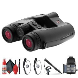 LEICA 10X32 Geovid Pro Rangefinder Binoculars (40810) + Tripod Adapter + Backpack + More