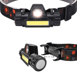 RCA - Swivel Headlamp With Headband, Detachable, Rechargeable, 350 Lumens
