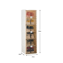 ANTBOX Shoe Box 6 Layers 6 Grids (6 Pairs), Portable Shoe Organizers Storage Boxes With Magnetic Door, Easy Assembly