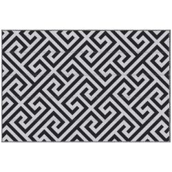 OUTSUNNY Reversible Outdoor Rv Rug, 4' X 6' Patio Floor Mat, Plastic Straw Rug for Backyard, Deck, Picnic, Beach, Camping, Black And In White
