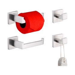 NIERBO 4-Pieces Brushed Nickel Stainless Steel Bathroom Hardware Set, 2 Toilet Paper Holder, 2 Towel Hook, for Bathroom, Kitchen, Wall Mounted