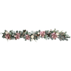 NORTHLIGHT 6' Floral And Ball Ornament Frosted Pine Artificial Christmas Garland In Pink