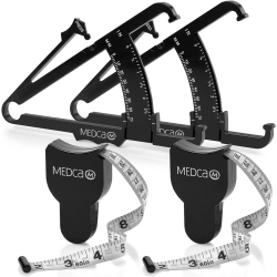 MEDCA Body Tape Measure And Skinfold Caliper for Body Set - (Pack Of 4) - Skin Fold Body Fat Analyzer And Bmi Measurement Tool By