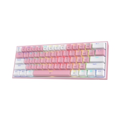 NIERBO 60% Wi RGB Gaming Keyboard, 61 Keys Compact Mechanical Keyboard W/white & Pink Mixed-Colo Keycaps, Linear Switch, Pro Driver Support In Red