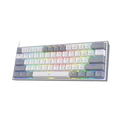 NIERBO 60% Wi RGB Gaming Keyboard, 61 Keys Compact Mechanical Keyboard W/white & Grey Mixed-Colo Keycaps, Linear Switch, Pro Driver Support In Red