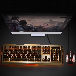 NIERBO Iron Yellow Gaming Keyboard And Mouse Combo, Color Change Gamer Keyboard, RGB Led Keyboard, PC Gaming Mouse, Wired Keyboard White Raised Key