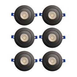 STRAK Gimbal 3-Inch Integrated Slim Panel 7W 560Lm Downlight Recessed Lighting Ic Rated 5000K (Cool White) - (6-Pack) In Black