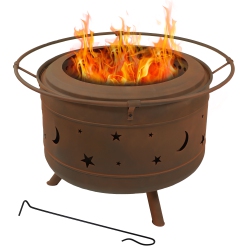 SUNNYDAZE DECOR Sunnydaze 30 In Cosmic Steel Smokeless Fire Pit With Log Poker And Cover