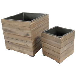 SUNNYDAZE DECOR Sunnydaze 2-Piece Square Wood Planter Box With Liner - Anthracite