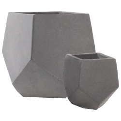 SUNNYDAZE DECOR Sunnydaze 2-Piece Square-Top Cement Planters - Moondust