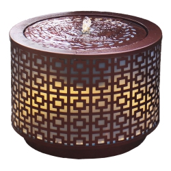 SUNNYDAZE DECOR Sunnydaze Repeating Squares Cylinder Iron Water Fountain With Led Lights