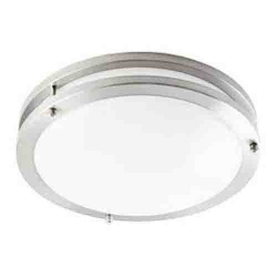 STRAK 15-Inch Double Band Led Brushed Nickel Flush Mount Ceiling Light Fixtures 24Watt 2000Lm Dimmable 4000K Cool In White