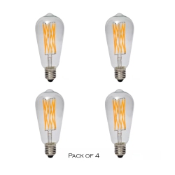 STRAK Nostalgic St64, 6W-60W Equivalent, Clear Filament 5000K, 600Lm, Energy Star, Cri90, Dimmable, Led Light Bulb (4-Pack)