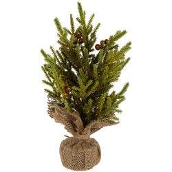 NORTHLIGHT Mini Pine With Berries Artificial Christmas Tree In Burlap Base - 12" - Unlit