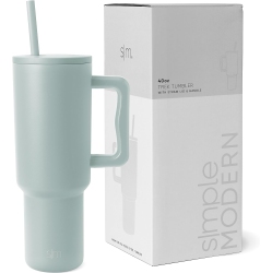 SIMPLE MODERN Tumbler \w Handle And Straw | Insulated Stainless Steel Water Bottle Iced Coffee Cup Travel Mug | Gifts for Women & Men | Trek