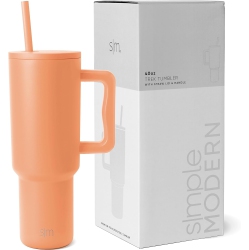 SIMPLE MODERN Tumbler \w Handle And Straw | Insulated Stainless Steel Water Bottle Iced Coffee Cup Travel Mug | Gifts for Women & Men | Trek