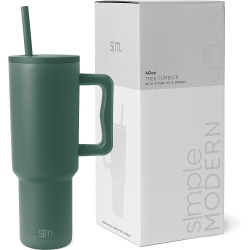 SIMPLE MODERN 40 OZ Tumbler \w Handle And Straw | Insulated Stainless Steel Water Bottle Iced Coffee Cup Travel Mug | Gifts for Women & Men | Trek