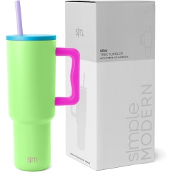 SIMPLE MODERN 40 OZ Tumbler \w Handle And Straw | Insulated Stainless Steel Water Bottle Iced Coffee Cup Travel Mug | Gifts for Women & Men | Trek