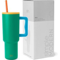 SIMPLE MODERN Tumbler \w Handle And Straw | Insulated Stainless Steel Water Bottle Iced Coffee Cup Travel Mug | Gifts for Women & Men | Trek