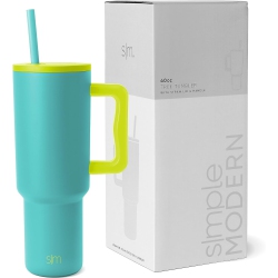 SIMPLE MODERN Tumbler \w Handle And Straw | Insulated Stainless Steel Water Bottle Iced Coffee Cup Travel Mug | Gifts for Women & Men | Trek