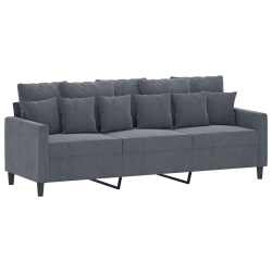 VIDAXL 3-Seater Sofa Dark 180 Cm Velvet In Grey