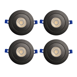STRAK Gimbal 4-Inch Integrated Slim Panel 7W 560Lm Downlight Recessed Lighting Ic Rated 4000K (Natural White) - Energy Star (4-Pack) In Black