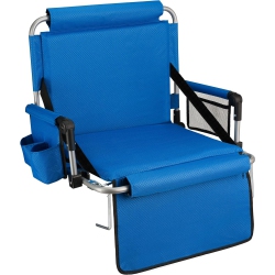 ALPCOUR Stadium Seat - Foldable, Padded, Backrest, Armrest, Pockets, Cup Holder - In Blue