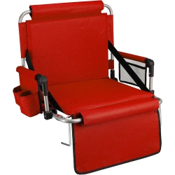 ALPCOUR Stadium Seat - Foldable, Padded, Backrest, Armrest, Pockets, Cup Holder - In Red