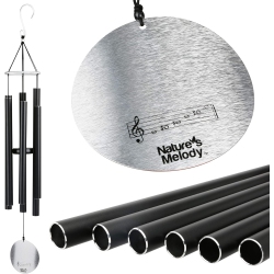NATURE'S MELODY Aureole Tunes Wind Chimes - 6-Tube, B Pentatonic Scale - 28" - In Black