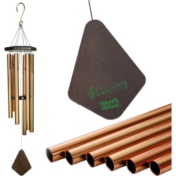 NATURE'S MELODY Premiere Grande Wind Chimes - 6-Tube, E Pentatonic, Outdoor - 24" - In Silver