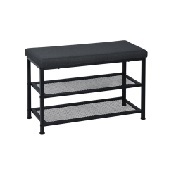 ITY INTERNATIONAL - Metal Bench With Shoe Storage, Padded Seat In Black