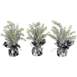 NORTHLIGHT Mini Frosted Pine Artificial Christmas Trees - 9" - Set Of 3
