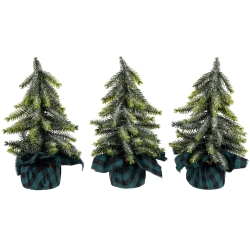 NORTHLIGHT Mini Iced Downswept Pine Artificial Christmas Trees - 9" - Set Of 3